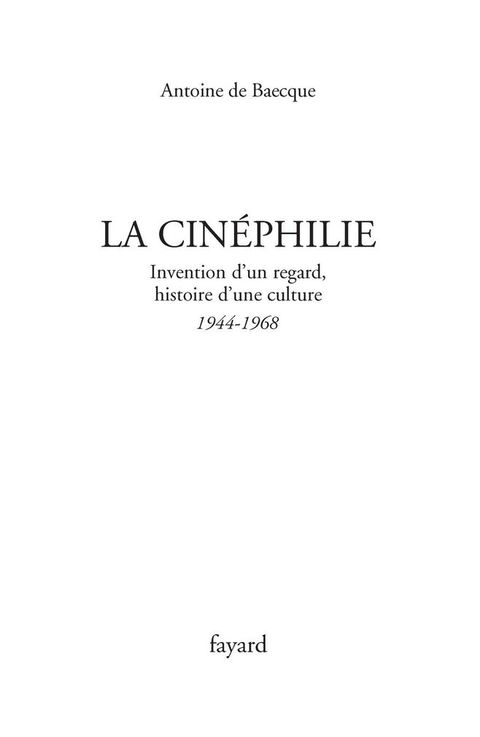 Cover image for book La Cinéphilie