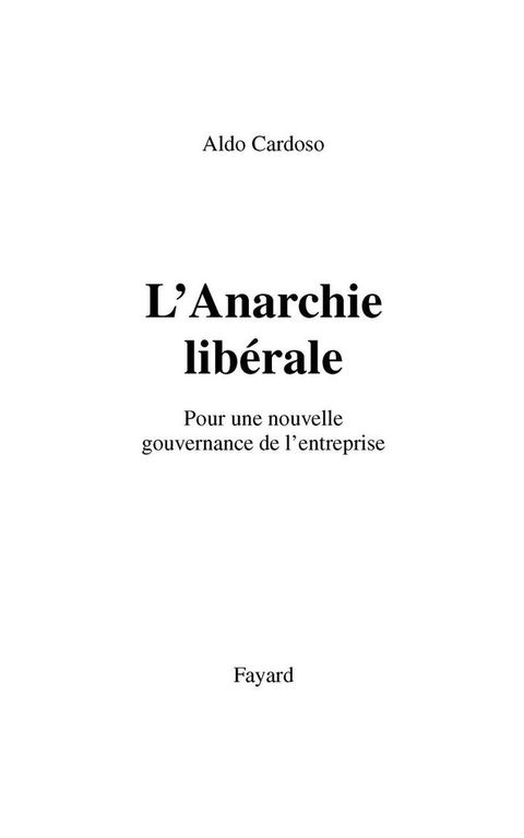 Cover image for book L'anarchie libérale
