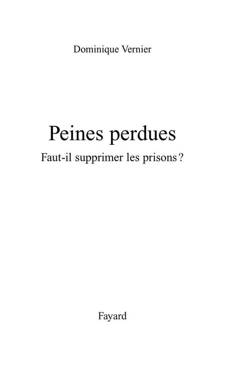 Cover image for book Peines perdues
