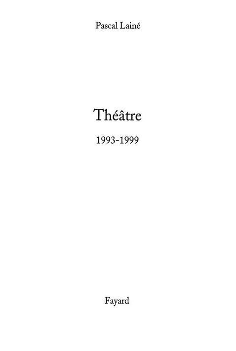 Cover image for book Théâtre 1993-1999