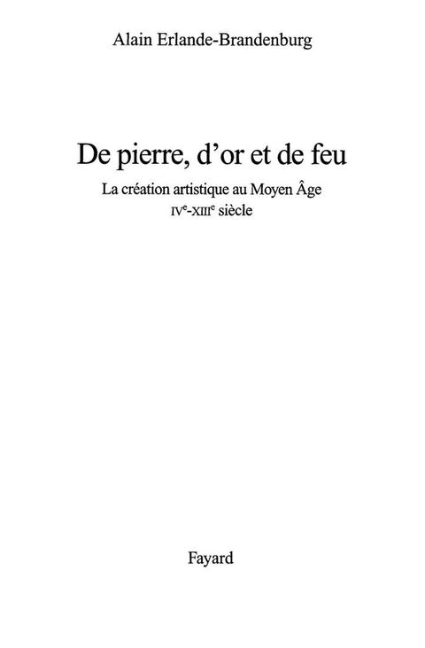Cover image for book De pierre, d'or et de feu