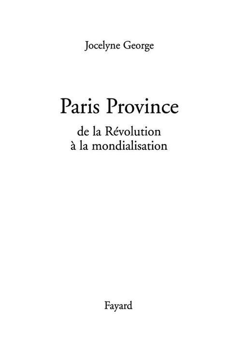 Cover image for book Paris Province