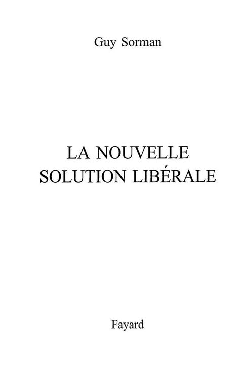 Cover image for book La nouvelle solution libérale