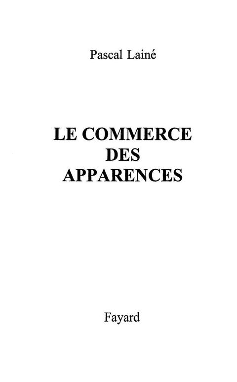 Cover image for book Le Commerce des apparences