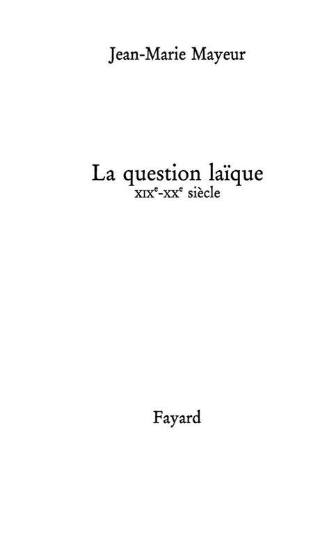 Cover image for book La Question laïque