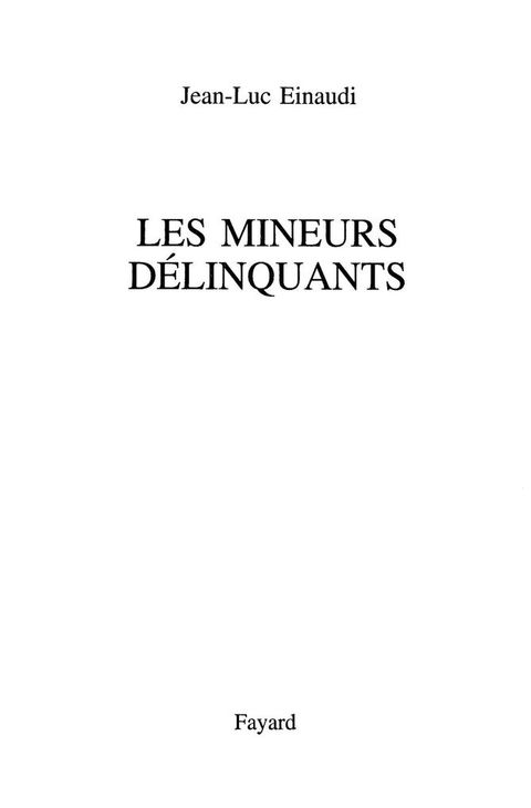 Cover image for book Les Mineurs délinquants