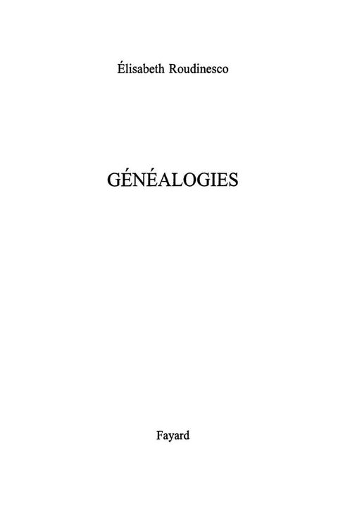 Cover image for book Généalogies