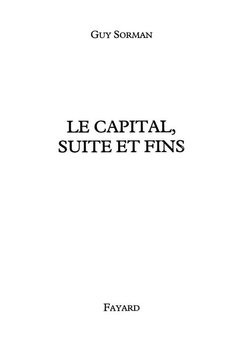 Cover image for book Le Capital, suite et fins