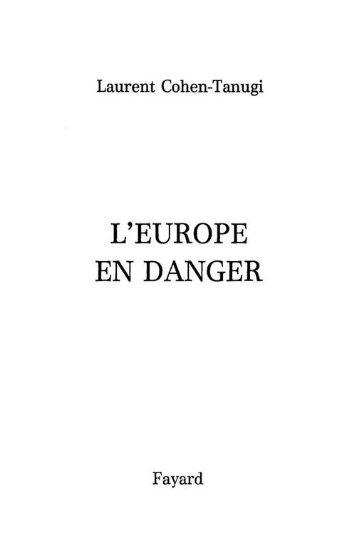Cover image for book L'Europe en danger