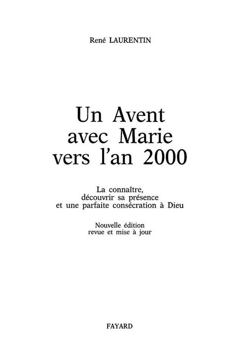 Cover image for book Un Avent avec Marie vers l'an 2000