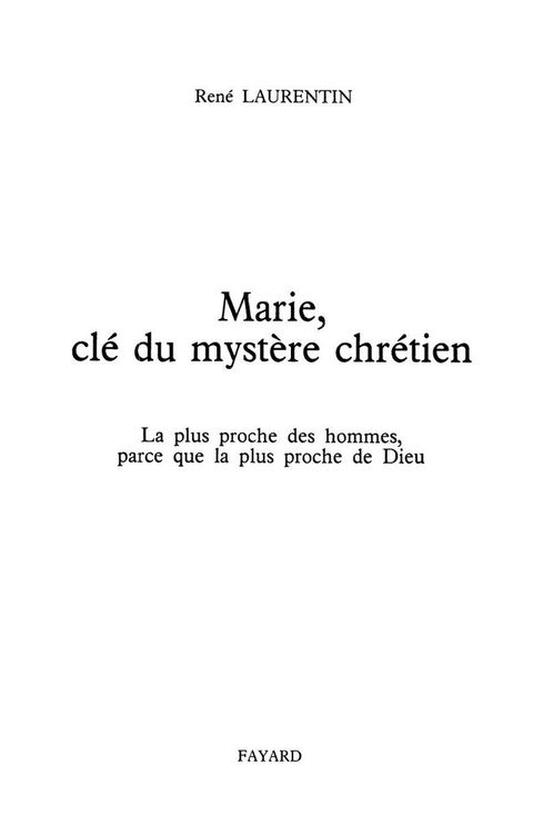Cover image for book Marie, clé du mystère chrétien