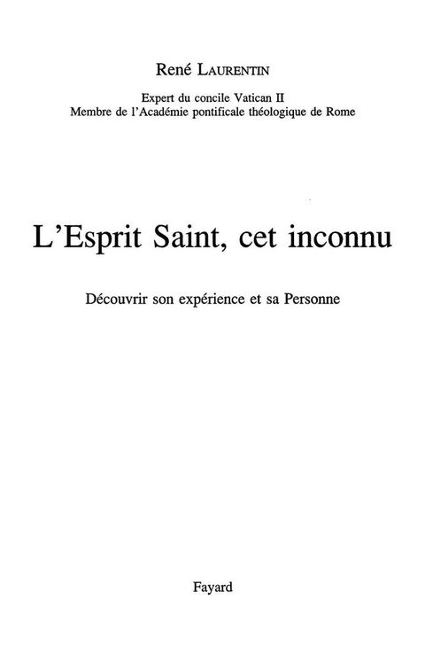Cover image for book L'Esprit Saint, cet inconnu
