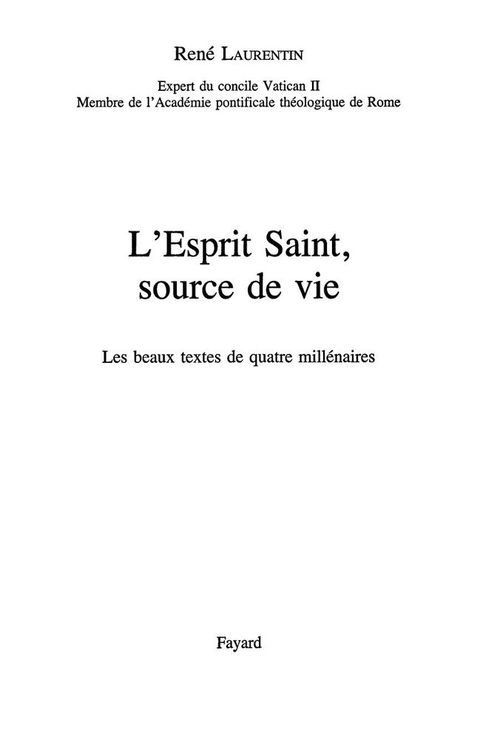 Cover image for book L'Esprit Saint, source de vie