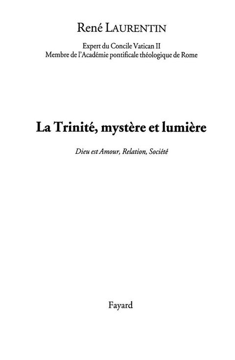 Cover image for book La Trinité mystère et lumière