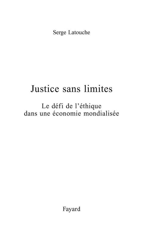 Cover image for book Justice sans limites