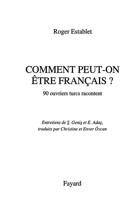 Cover image for book Comment peut-on être Français ?