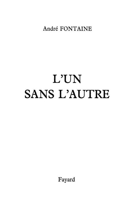 Cover image for book L'Un sans l'autre