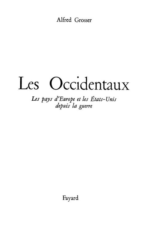 Cover image for book Les Occidentaux
