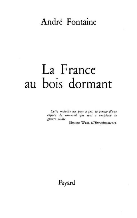 Cover image for book La France au bois dormant