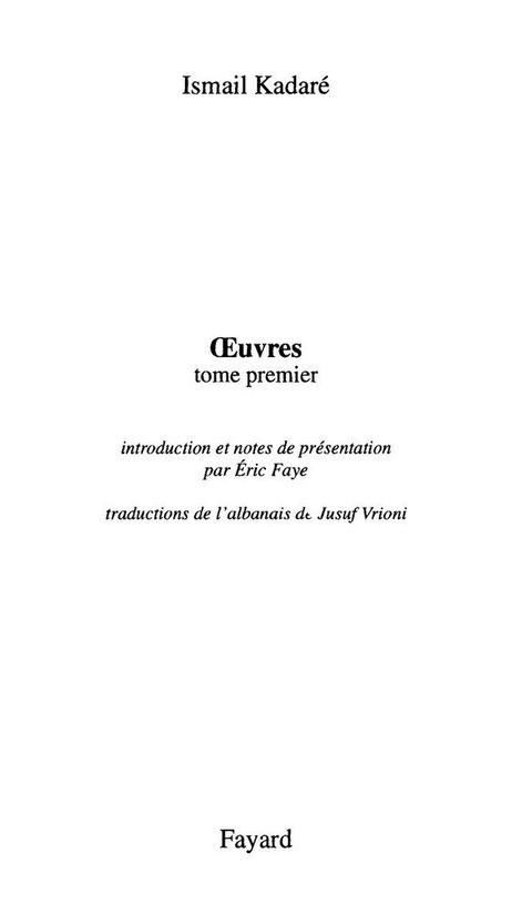 Cover image for book oeuvres tome 1