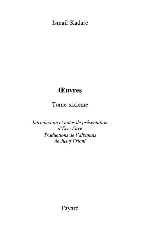 Cover image for book Oeuvres tome sixième