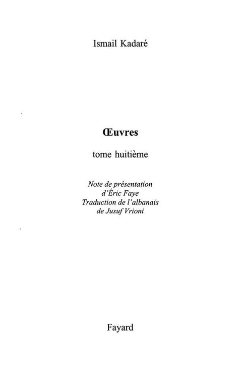 Cover image for book Oeuvres tome huitième