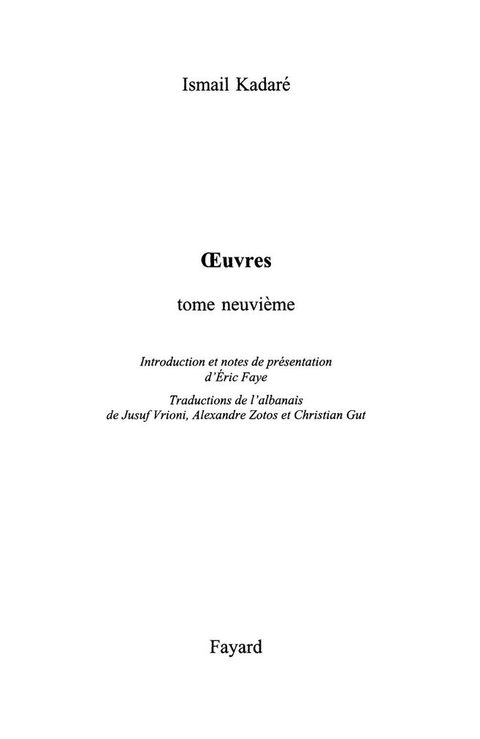 Cover image for book Oeuvres Tome 9