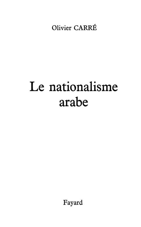 Cover image for book Le Nationalisme arabe