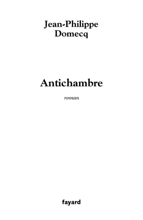 Cover image for book Antichambre