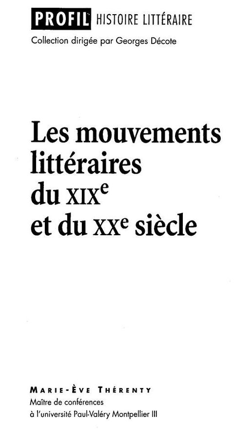 Cover image for book Profil - Les mouvements littéraires du XIXe au XXe siècle