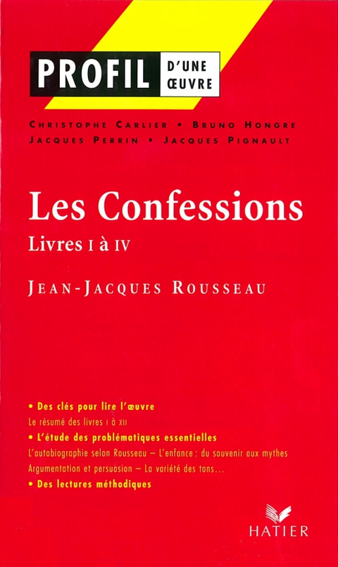 Cover image for book Profil - Rousseau (Jean-Jacques) : Les Confessions (Livres I à IV)