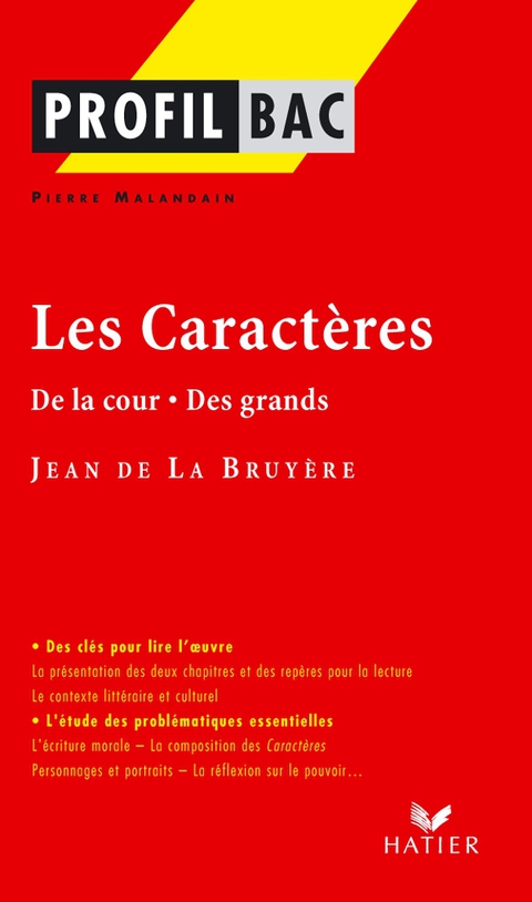 Cover image for book Profil - La Bruyère (Jean de) : Les Caractères (De la cour - Des grands)