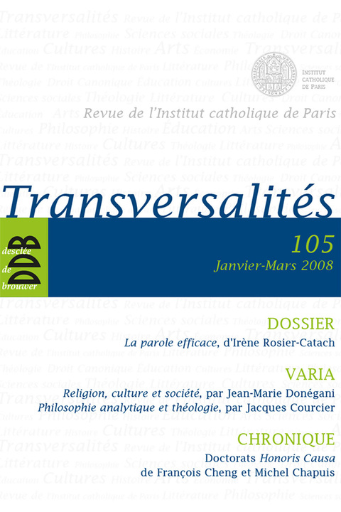 Cover image for book Transversalités n°105