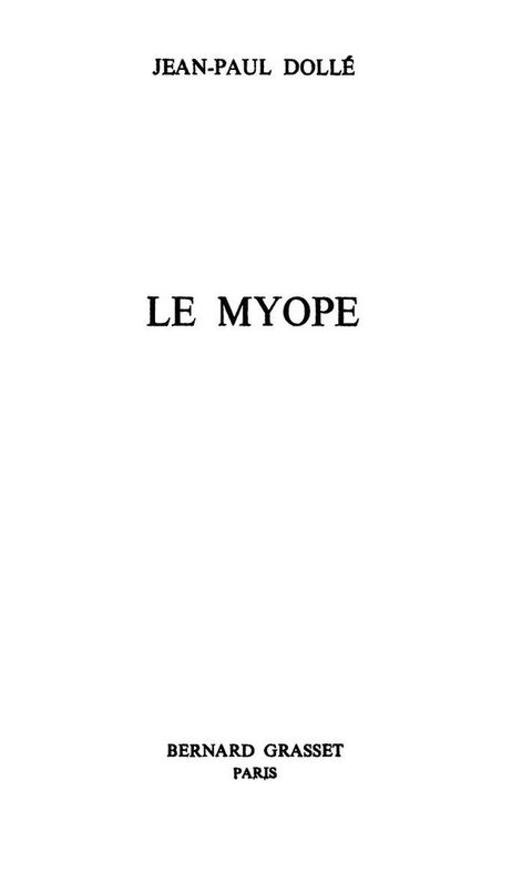 Cover image for book Le myope