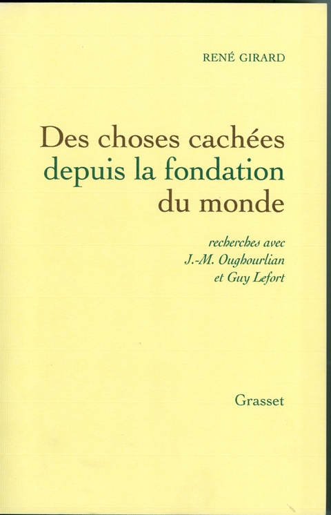 Cover image for book Des choses cachées depuis la fondation du monde