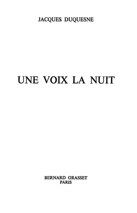 Cover image for book Une voix la nuit