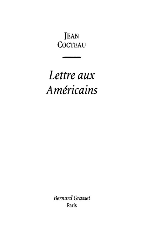 Cover image for book Lettre aux américains