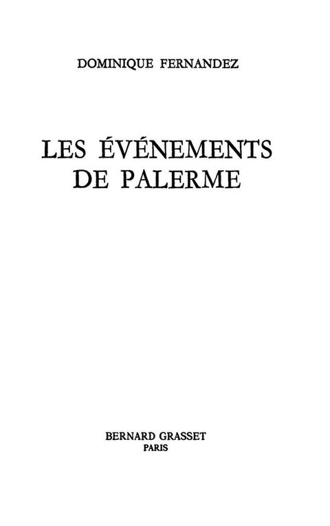 Cover image for book Les événements de Palerme