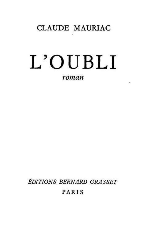 Cover image for book L'oubli