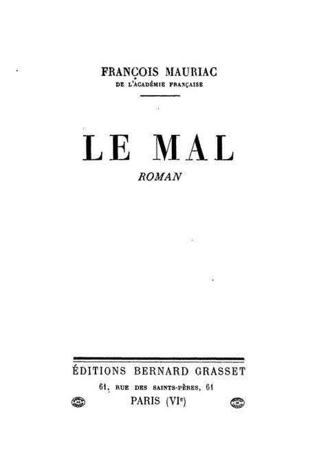 Cover image for book Le mal