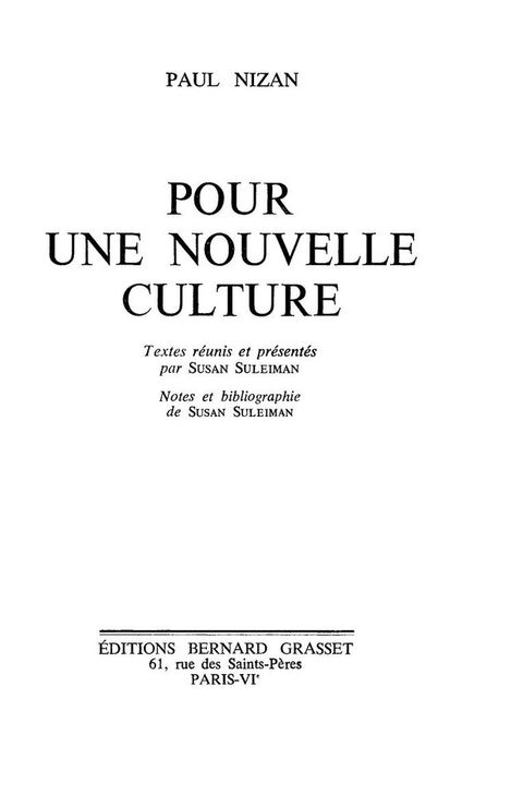 Cover image for book Pour une nouvelle culture