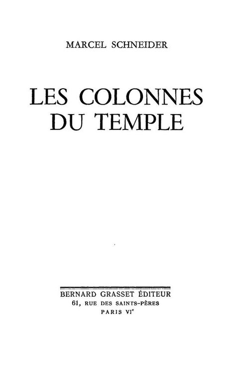Cover image for book Les colonnes du temple