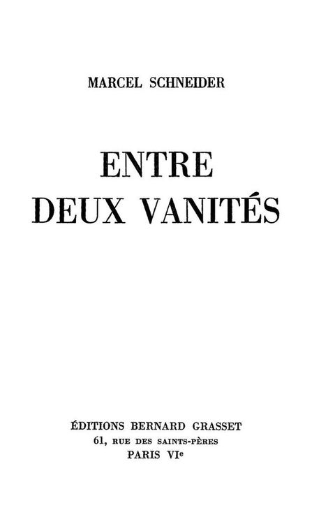 Cover image for book Entre deux vanités