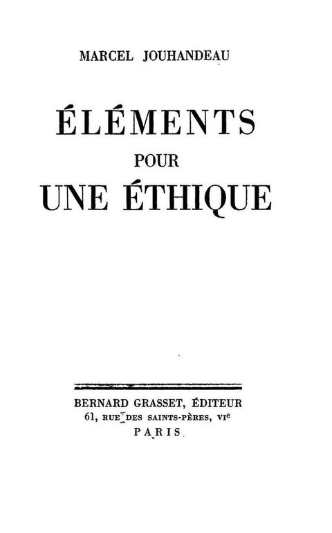 Cover image for book Éléments pour un éthique