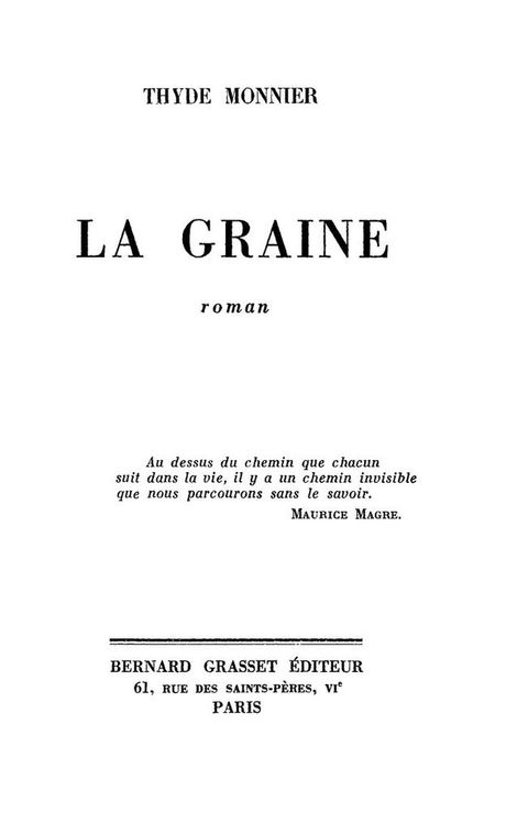 Cover image for book La Graine