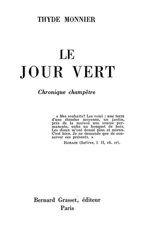 Cover image for book Le jour vert