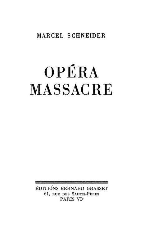 Cover image for book Opéra-massacre