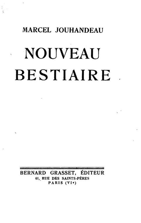 Cover image for book Nouveau bestiaire