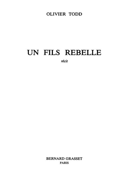 Cover image for book Un fils rebelle