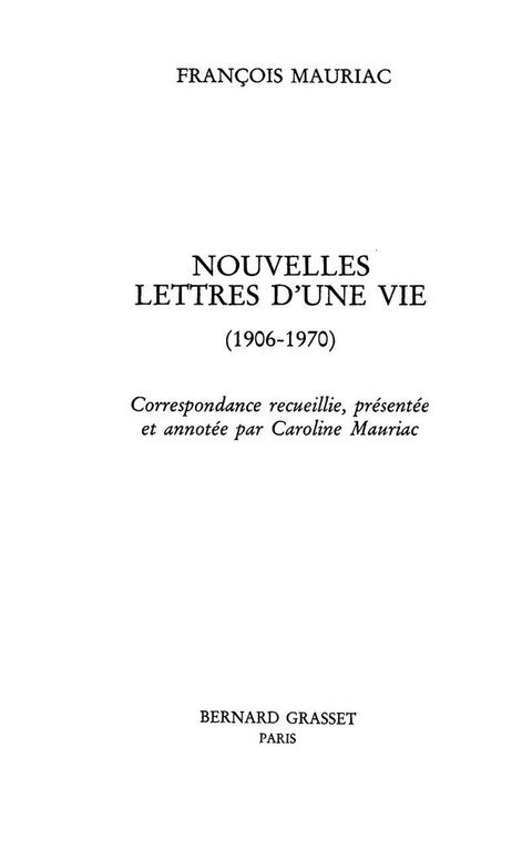 Cover image for book Nouvelles Lettres d'une vie 1906-1970